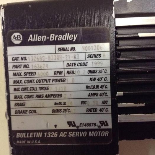 Used ALLEN BRADLEY AC Servo Motor 1326AS-B330H-21-K3 SER A Used