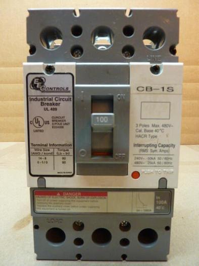 Used EE CONTROLS 100 Amp Circuit Breaker CBS-1S-100-ADJ #30135