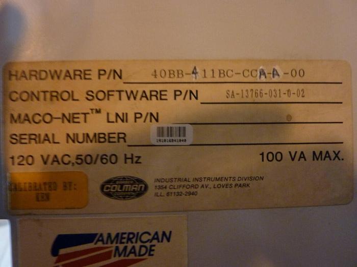 Used BARBER COLMAN System Control Cabinet 40BB-411BC-CCA-A-00 #23901