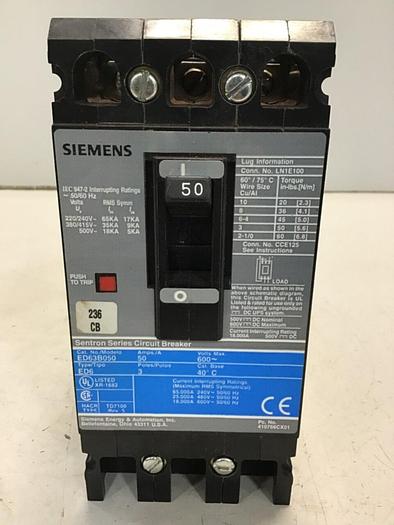 Used SIEMENS 50 Amp Circuit Breaker ED63B050 Used