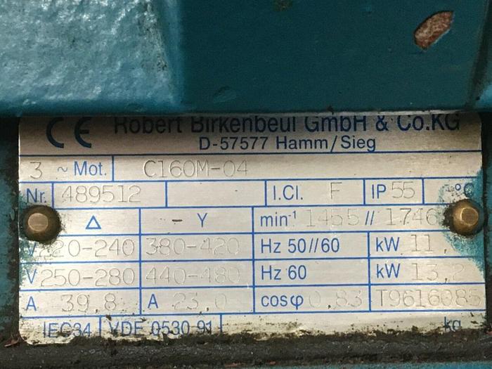 Used ROBERT BIRKENBEUL 15 / 18 HP Motor C160M-04 Used
