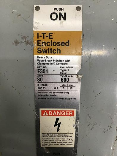 Used SIEMENS 30 Amp ITE Heavy Duty Vacu-Break F-351 #127058
