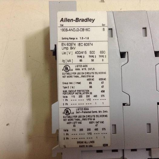 Used ALLEN BRADLEY Compact Starter 190S-ANDJ2-CB16C SER B #88628