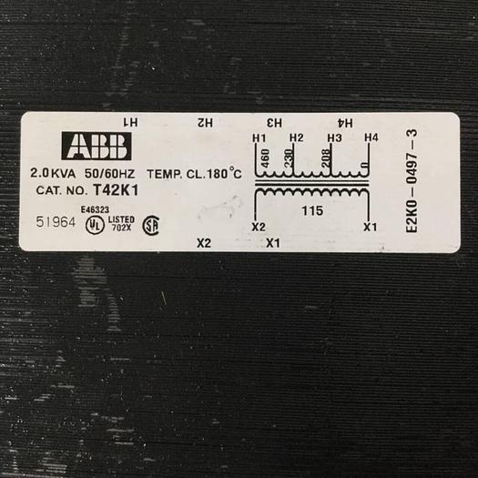 Used ABB 2.0 kVA Transformer T42K1 #91163