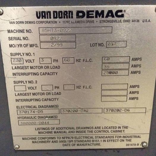 Used VAN DORN DEMAG 3 Oz Injection Unit 85HT3 / IU Used