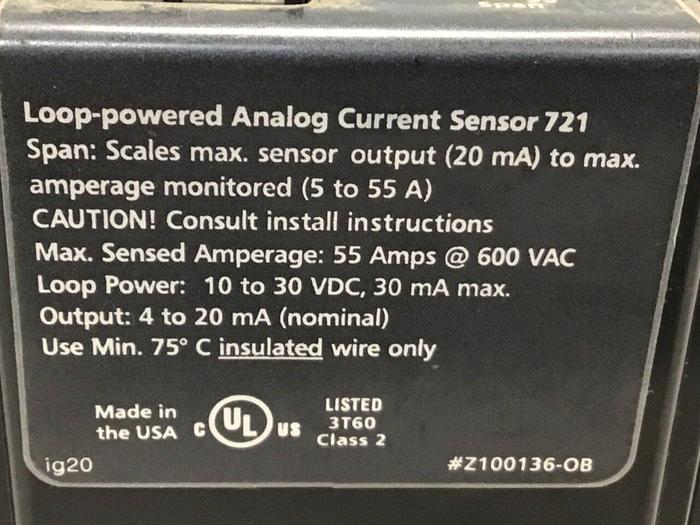 Used HAWKEYE INST INC Analog Current Sensor Z100136-OB #123582