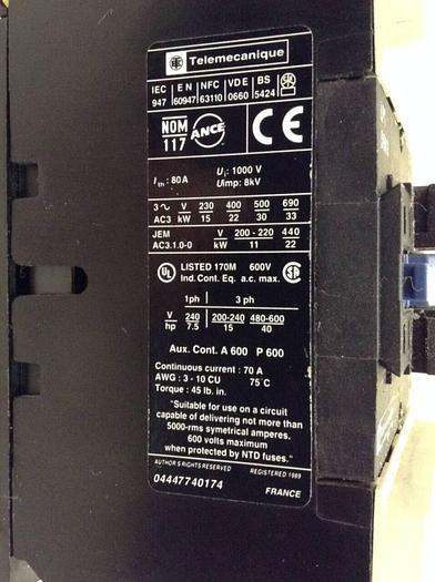 Used TELEMECANIQUE Contactor LP1D5011 #86237