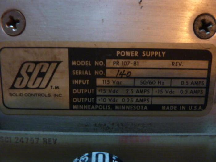 Used SCI Power Supply PR 107-B1 #25997