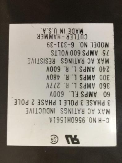 Used CUTLER HAMMER Contactor 9560H1561A #104241