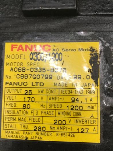 Used FANUC AC Servo Motor A06B-0335-B075 0092 Used