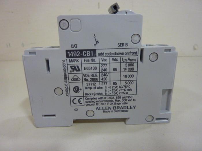 Used ALLEN BRADLEY 1 Amp Circuit Breaker 1492-CB1/G010 SER B #46985