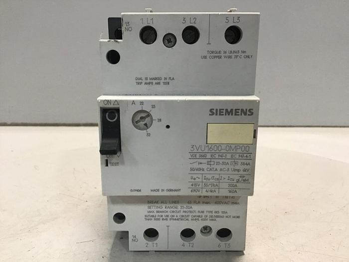 Used SIEMENS Motor Starter 3VU1600-0MP00 #129554