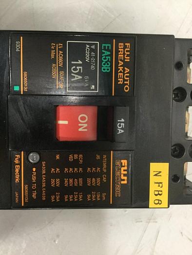 Used FUJI ELECTRIC 15 Amp Circuit Breaker EA53B-15 #115968