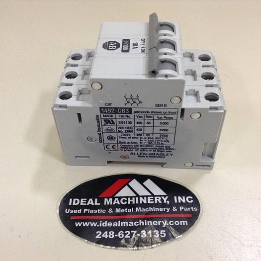 Used ALLEN BRADLEY 10 Amp Circuit Breaker 1492-CB3/H100 SER B #75152