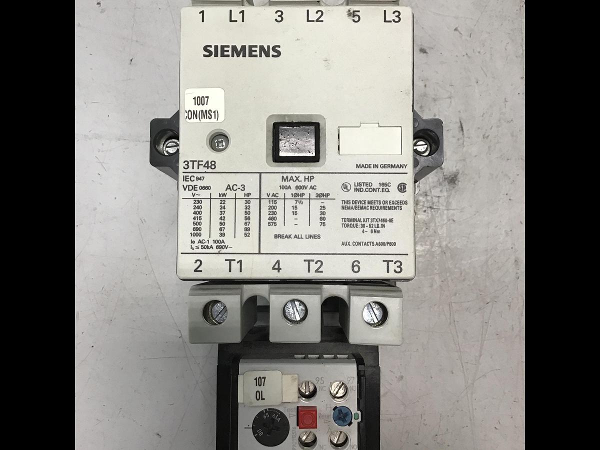 Used SIEMENS 3TF48 CONTACTOR USED #138268