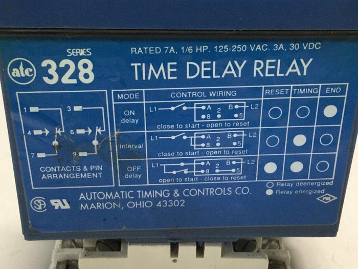 Used AUTOMATIC TIMING & CONTROL Time Delay Relay 328C200Q10XX #109571