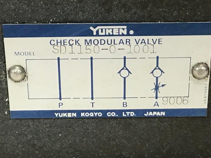 Used YUKEN Check Modular Valve SD1150-0-1001 #129683
