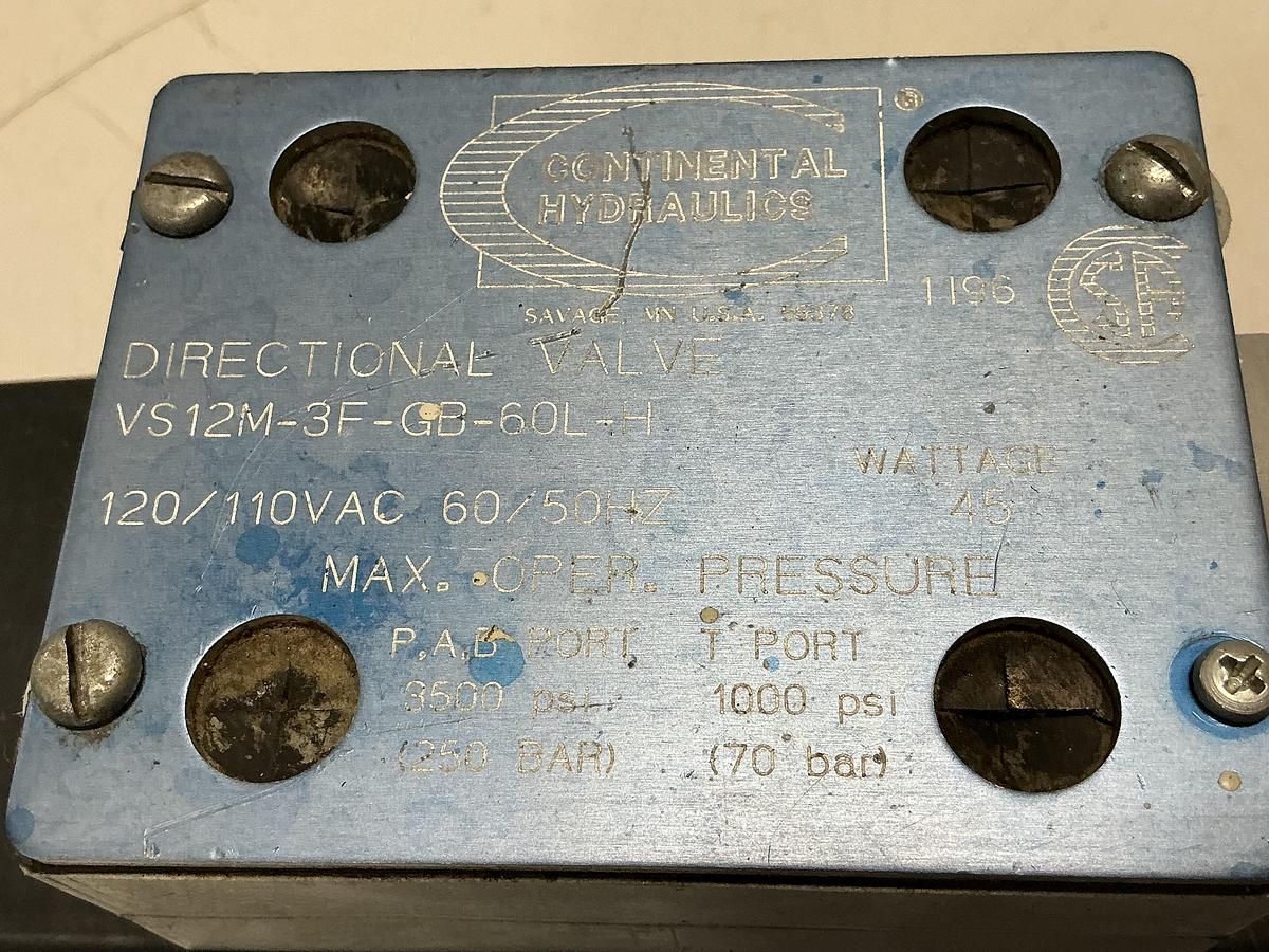 Used CONTINENTAL HYDRAULICS VS12M-3F-GB-60L-H