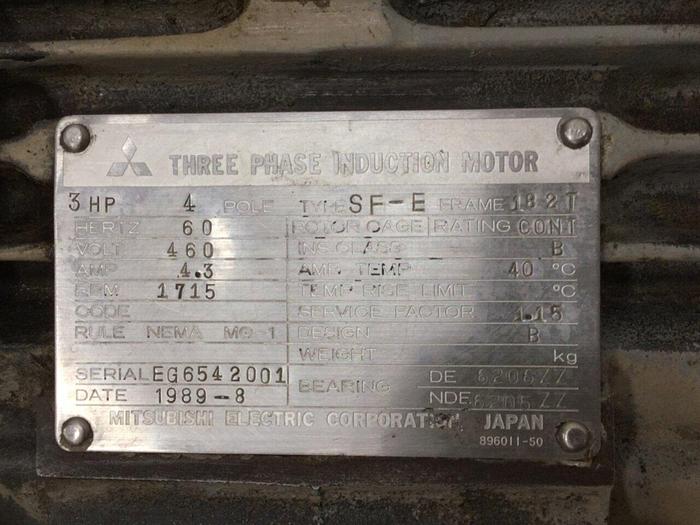 Used MITSUBISHI 3 HP Motor SF-E #104165