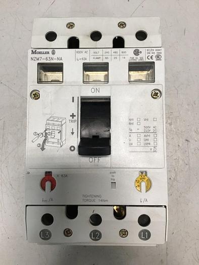 Used MOELLER 63 Amp Circuit Breaker NZM7-63N-NA #136075