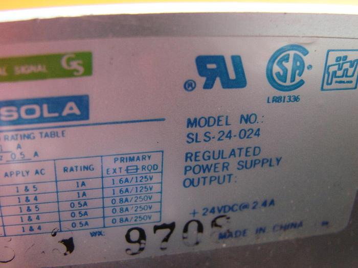 Used SOLA ELECTRIC Power Supply SLS-24-024 Used