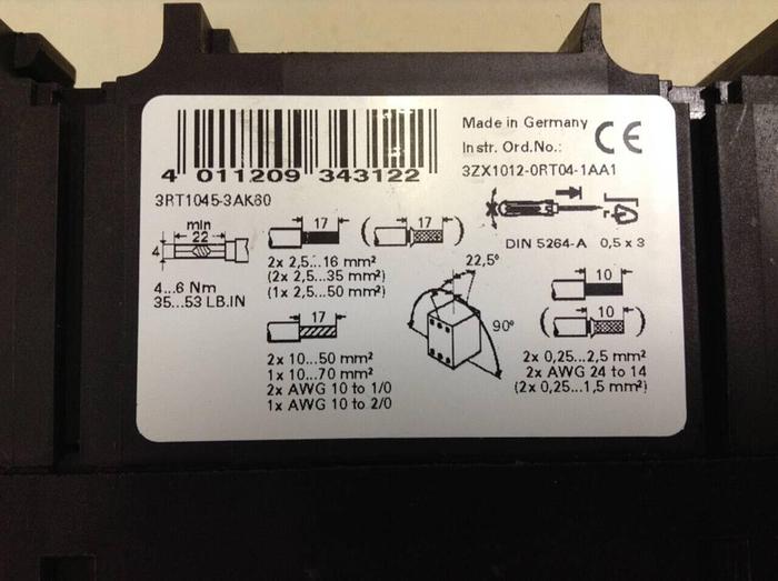Used SIEMENS Contactor 3RT1 045-3AK60 USED