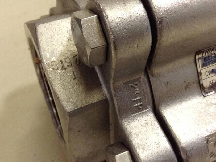 Used INLINE INC Stainless 3-Piece,Ball Valve, Inline, Pipe Size 1/2" CF8M #70467