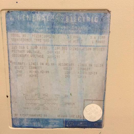 Used GENERAL ELECTRIC 5 kVA Transformer 9T21B1004G02 #79248