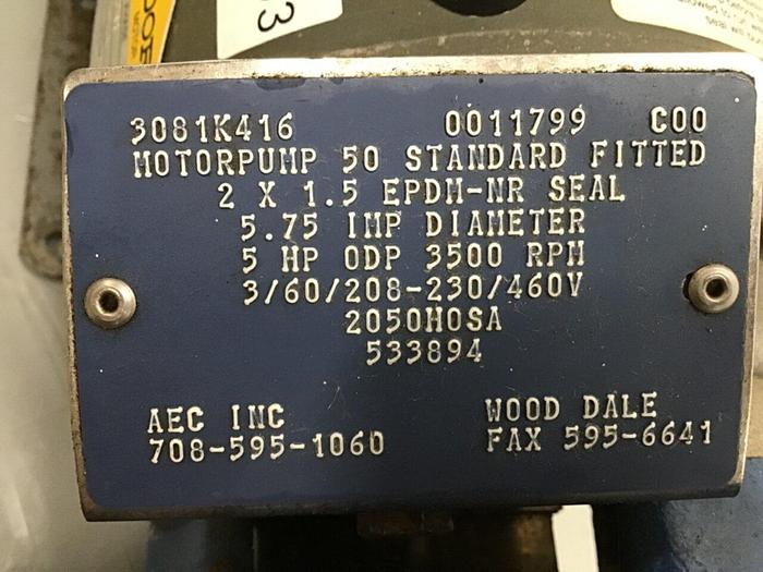 Used AEC Pump W/ 5 HP Motor 3081K416 #132393