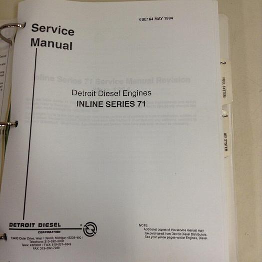 Used DETROIT DIESEL Service Manual 6SE164 #70904