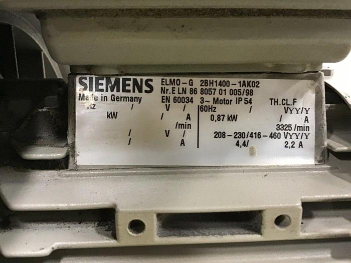 Used SIEMENS Blower ELMO-G 2BH1400-1AK02 Used