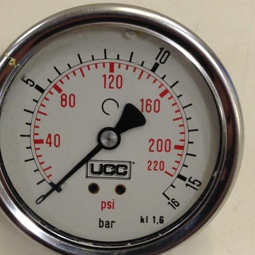 Used UCC 0-220 PSI Pressure Gauge KL 1,6 #76750