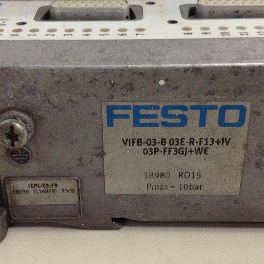 Used FESTO Control Block w/ Valves VIFB-03-B 03E-R-F13+IV #70605