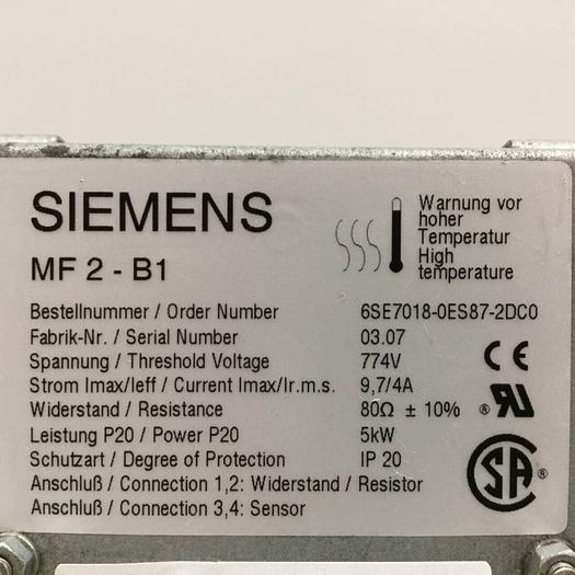 Used SIEMENS Brake Resistor MF 2-B1 #90235