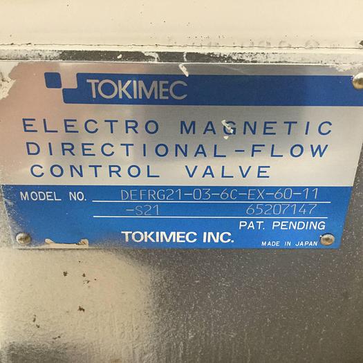 Used TOKIMEC Directional Control Valve DEFRG21-03-6C-EX-60-11-S21 #95188
