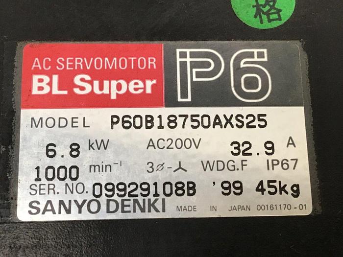 Used SANYO DENKI AC Servomotor P60B18750AXS25 Used