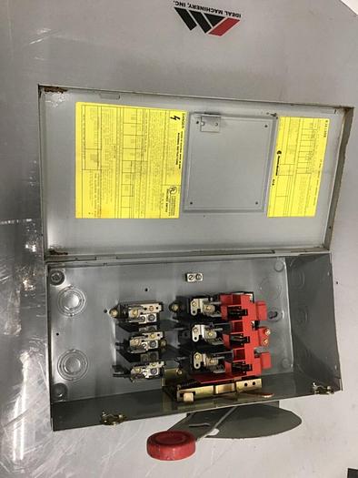 Used EATON CORP 30 Amp Safety Disconnect Switch H361SNK #133335