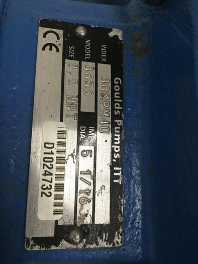 Used GOULDS WATER TECHNOLOGY 3 HP Pump / Motor 3656 Used