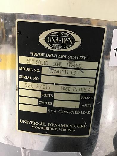 Used UNA-DYN Solid Cone Hopper TSAA1111-03 Used #139032