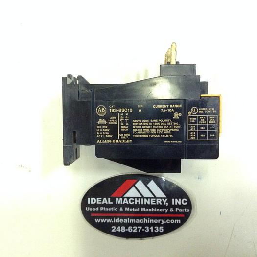 Used ALLEN BRADLEY Overload Relay 193-BSC10 SER A #76080