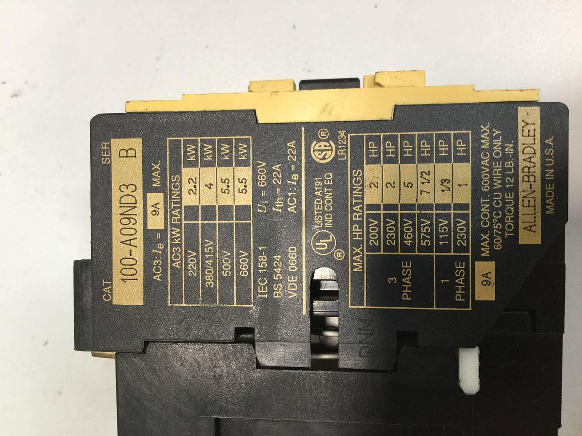 Used ALLEN BRADLEY Contactor 100-A09ND3 SER B USED