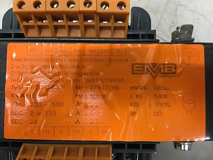 Used EMB WITTLICH 0.5 kVA Transformer NTT 0.63 #130135