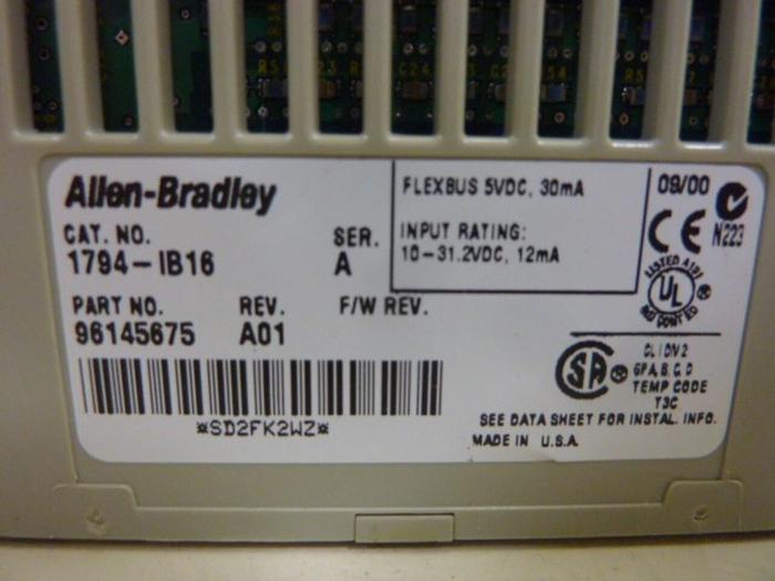 Used ALLEN BRADLEY Input Module 1794-IB16 SER A #66978