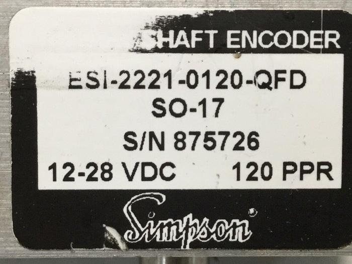 Used SIMPSON Rotary Shaft Encoder ESI-2221-0120-QFD #109896