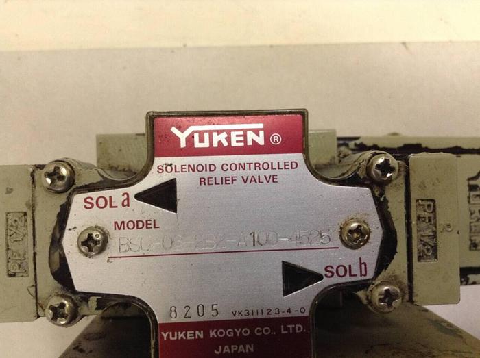 Used YUKEN Solenoid Controlled Relief Valve BSG-06-2B2-A100-4525 #68213