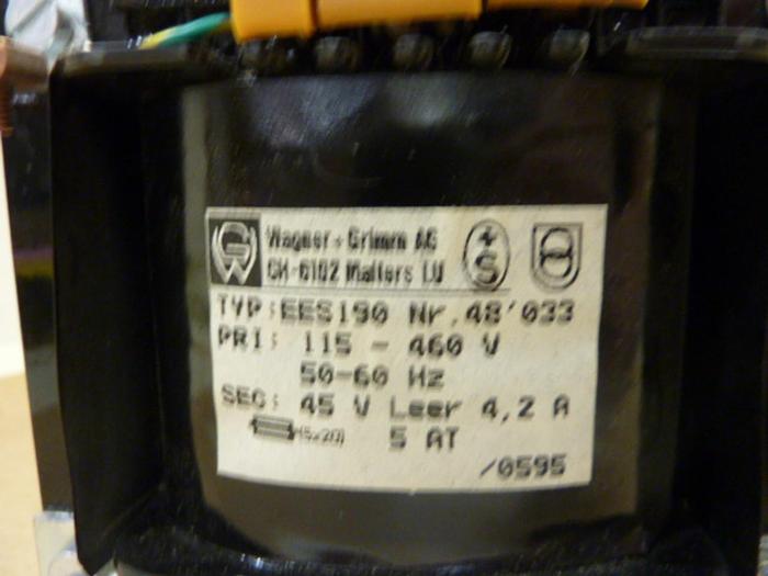 Used WAGNER GRIMM Transformer EES190 #43191