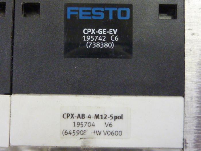 Used FESTO Control Block w/ Valves CPX-EPL-EV #60714