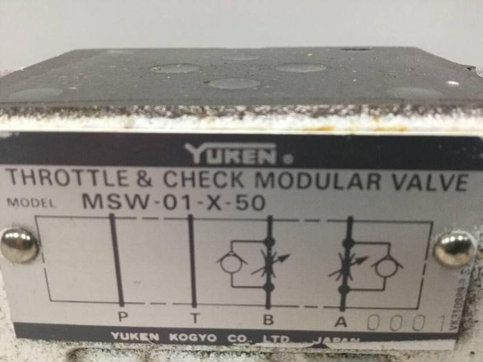 Used YUKEN Throttle & Check Modular Valve MSW-01-X-50 #99409