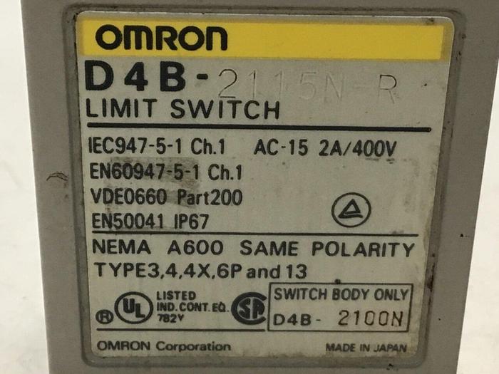 Used OMRON Limit Switch D4B-2115N-R #121503
