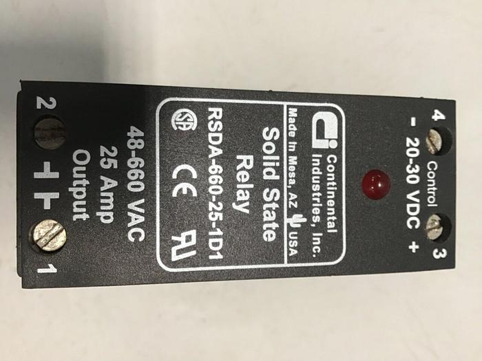Used CONTINENTAL INDUSTRIES Solid State Relay RSDA-660-25-1DE #134792